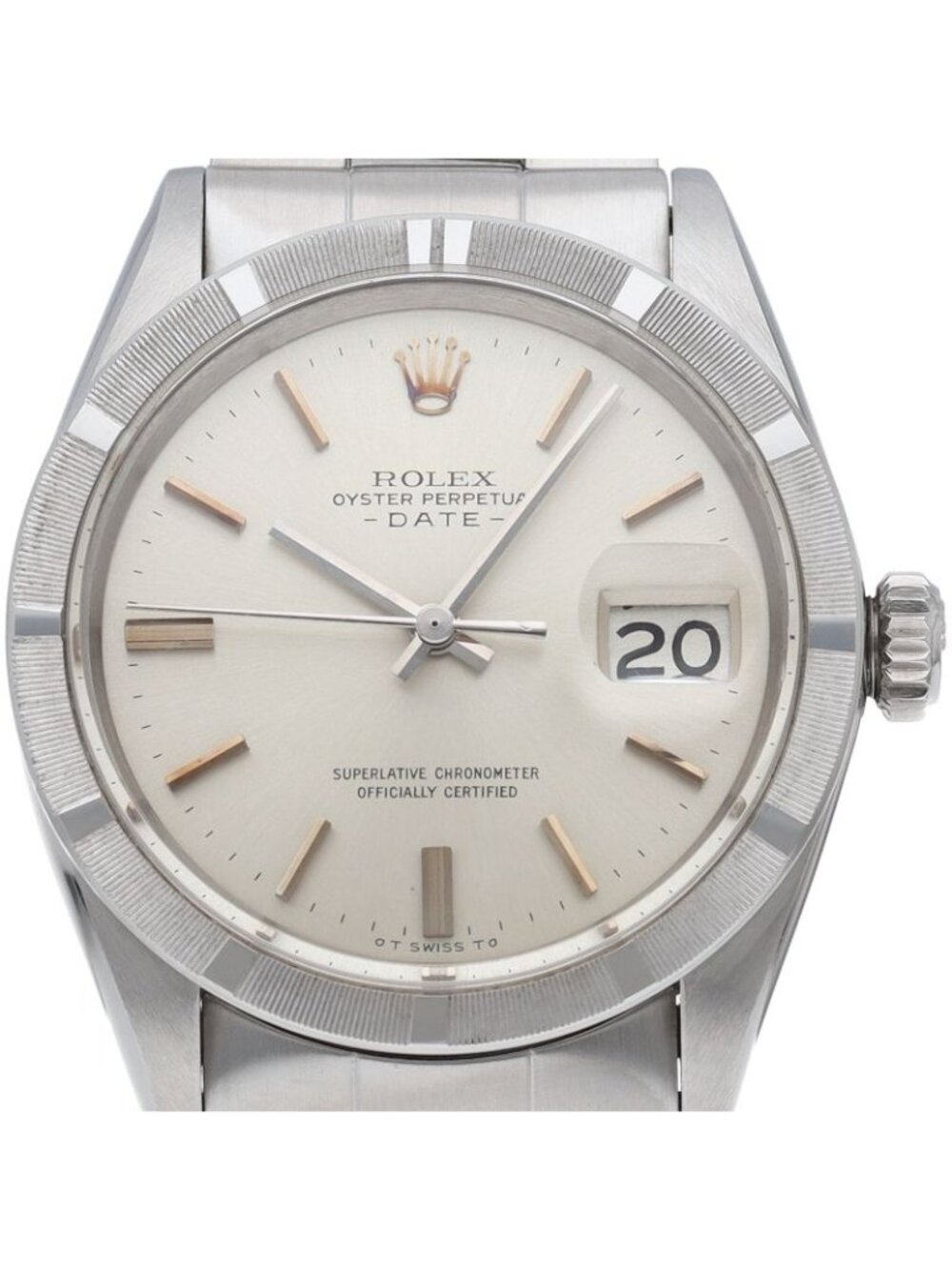Rolex Oyster Perpetual Date Antique SS Watch Silver